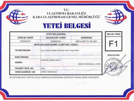 Didim Seyahat certificate 4